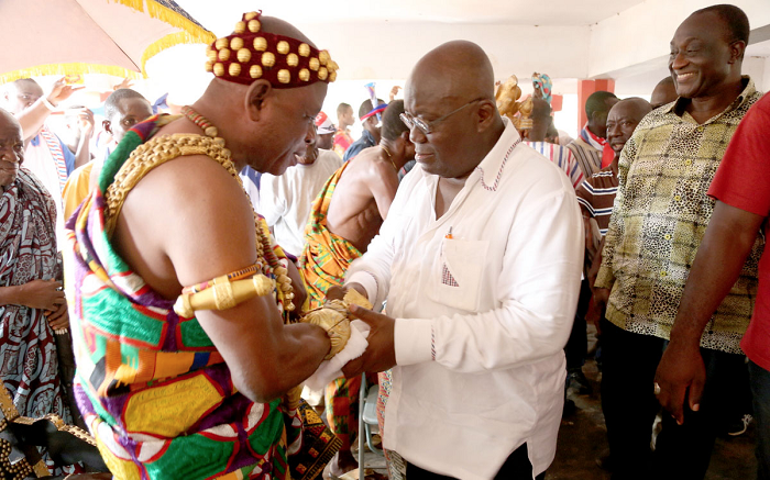 Nana Akufo-Addo interacting with Ubor Tasman Konja, Chief of Kpassa Nana Akufo-Addo interacting with Ubor Tasman Konja, Chief of Kpassa